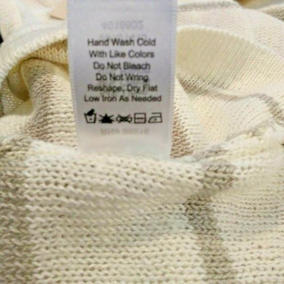 NWT COLDWATER CREEK sweater top silver sequins gray stripes LINEN BLEND - Picture 7 of 8